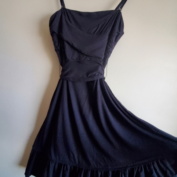 Free People Jersey Knit Black Dress with straps tie back, small size - Picture 5 of 10